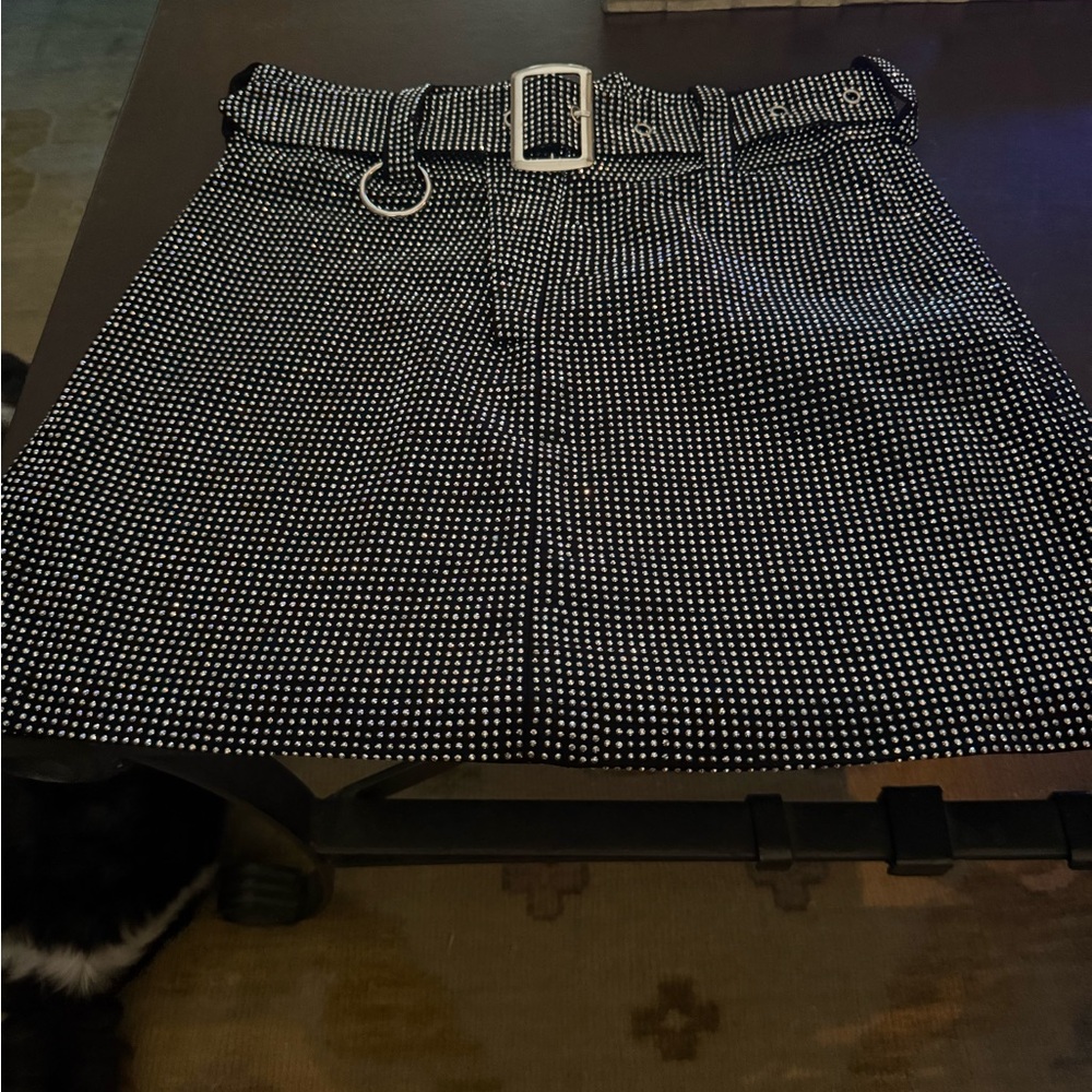 Elegant Black and White Dotted Mini Skirt